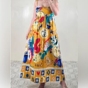 Unbranded Women's Boho Graffiti Midi Summer Dress